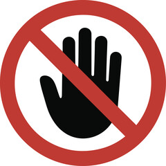prohibition sign with hand gesture and face indicating no entry or access in restricted areas