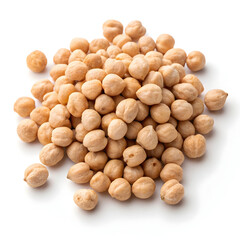 Obraz premium A clear image of chickpeas (garbanzo beans) isolated on a white background, showing their round shape