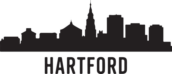 Fototapeta premium Hartford Connecticut skyline silhouette vector illustration, black city silhouette on white background