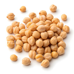 Obraz premium A clear image of chickpeas (garbanzo beans) isolated on a white background, showing their round shape