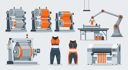 Sportswear manufacturing process with textile machines and robotic arm assistance