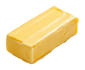 Cooking action with butter block kitchen environment food content isolated on transparent background