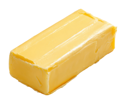 Cooking action with butter block kitchen environment food content isolated on transparent background