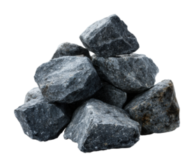Rock collection quarry natural stones view isolated on transparent background