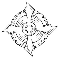 Fototapeta premium Illustrative design of a cross-shaped circular saw blade