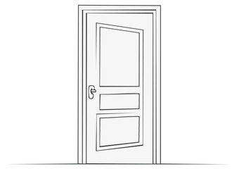 Naklejka premium Doodle Illustration of Door with Panels for Architectural Concepts
