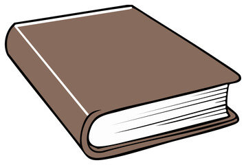 Brown hardcover book illustration closed and lying flat symbolizing knowledge education learning wisdom
