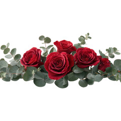 Obraz premium Elegant red roses arrangement floral centerpiece isolated on transparent background