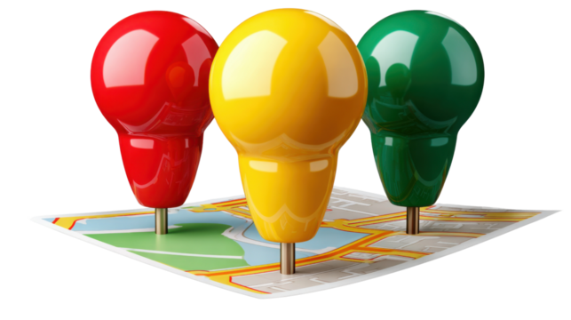 3d render of a green map pointer on white background