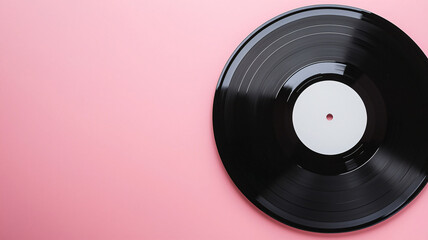 Vintage Vinyl Record on Soft Pink Background with Classic Appeal
