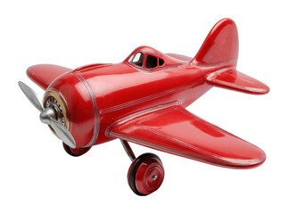 Vintage red airplane model decorative item isolated on transparent background