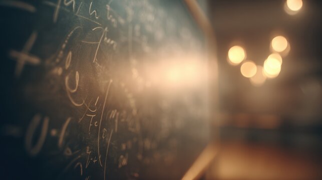 Mathematical Equations on Chalkboard: An educational chalkboard, intricately inscribed with complex mathematical equations, stands as a symbol of academic pursuits.