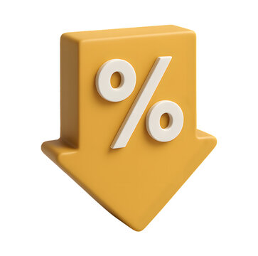Yellow downward arrow with percentage sign showing price reduction