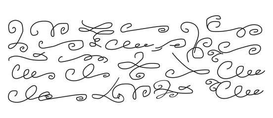 Elegant hand drawn flourishes and swirls decorative elements for design projects