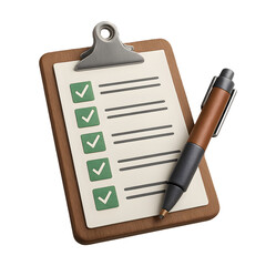 Wooden clipboard checklist pen green checkmarks task list planning organization