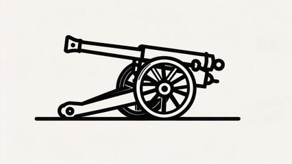Fototapeta premium Bold Minimalist Line Art of a Historic Field Artillery Cannon
