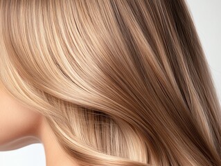 Fototapeta premium Realistic clipin extensions in deep caramel tones, arranged in an intricate pattern
