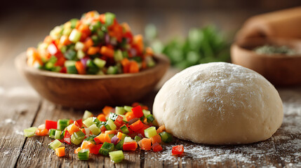 Fototapeta premium Title for Chopped Vegetables and Rising ...
