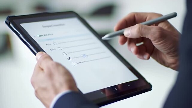 Man Using Stylus on Tablet Checklist