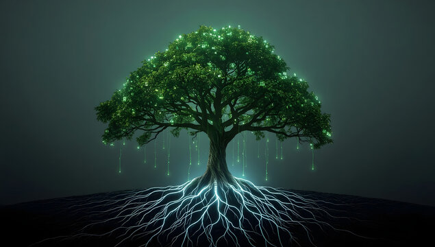 Digital tree of knowledge, Glowing tech tree, The roots of the information age