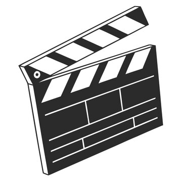 Movie Slate Icon: A monochrome shot of a classic movie clapperboard, with bold lines. It signifies the initiation of filming or a filmmaking session. 
