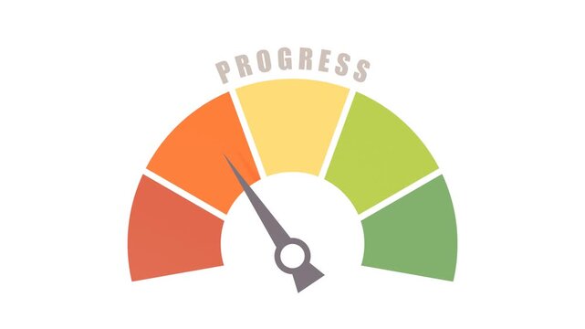 Speedometer, gauge meter icon. Scale, level of performance and progress. Speed dial indicator. Low and high dashboard with arrow. Infographic of risk, gauge, score progress. Treatment and research