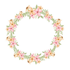 floral frame with flowers watercolor 