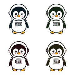 Astronaut Penguin Cartoon Vector