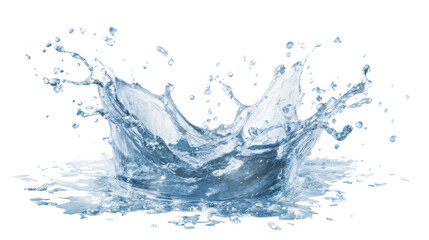 Dynamic splash of water creating ripples and droplets against a black background.