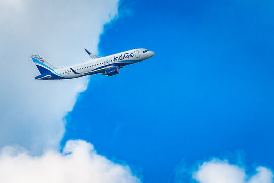 Kolkata , West Bengal,India - August 31 2025: An IndiGo Airbus A320neo of IndiGo Take off from Kolkata Airport.