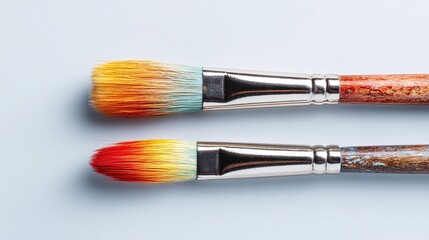 Paintbrushes close up colorful artistic