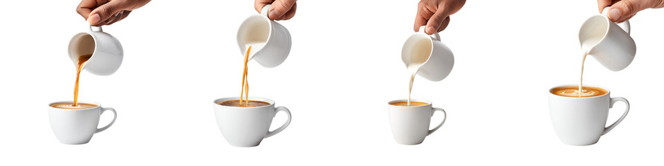 Pouring Coffee and Cream into a Cup: Sequence