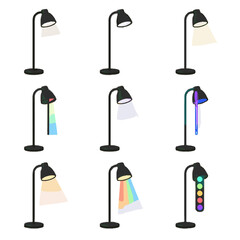 Yellow lamps light cool icon lamp modern warm floor daylight vector white