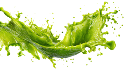 Fresh green splash, vibrant and dynamic, isolated on white background.