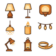 Collection light fairy dimmable small mood vector lighting lights lamp icon pendant