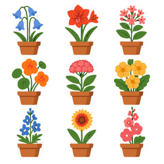 Nasturtium flower pot primrose icon potted hollyhock vector bluebell bouvardia sedum amaryllis