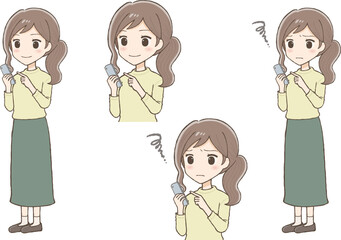 A Woman in a Long Skirt Operating a Mobile Phone