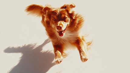 Playful dog jumping in air