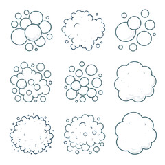 Organic bubbly frothy froth icon patterns forms clusters blotches foam vector shapes