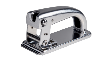 Metal stapler on a white isolated background, perfect for office supplies and stationery.