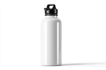 Blank white metal water bottle with black cap (1)