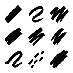 Fototapeta premium Icon marker sweep slash slanted rough set wavy mark line strokes vector