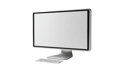 Fototapeta premium Modern computer monitor and keyboard with a sleek design, isolated on a white background.