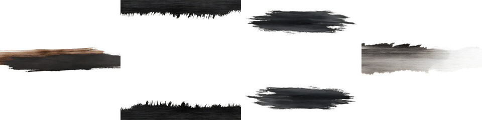 Abstract Black and Brown Ink Strokes Set on White Background