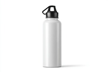 White metal water bottle with black cap (5)