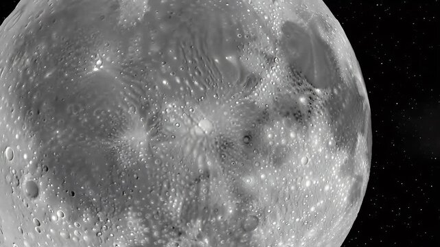 Detailed Close Up Of The Moon's Surface At Night