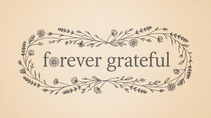 Forever grateful floral wreath design for greeting card and decoration