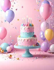 Birthday Cake Party Pink Balloons