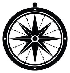 Black and white compass rose nautical navigation symbol design vector illustration