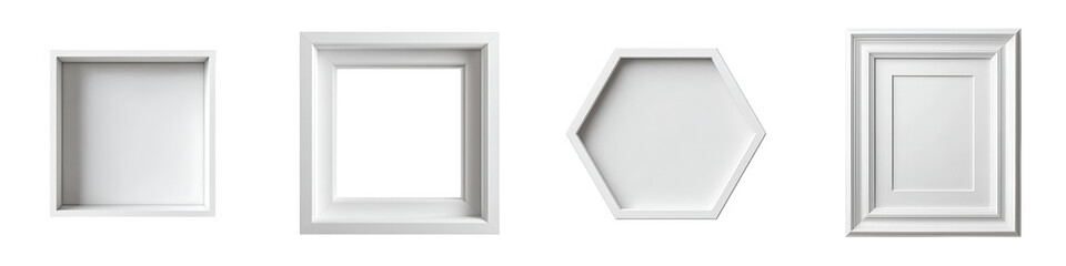 Empty White Frames: , Hexagon, Minimalist Wall Decor